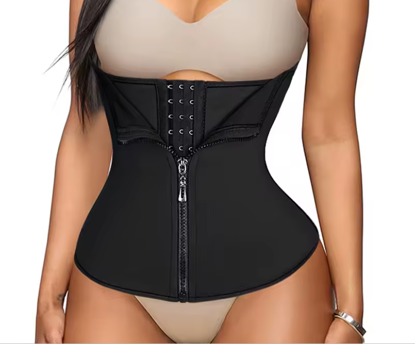 Gaine noire ajustable avec fermeture éclair – XXS à 6XL
