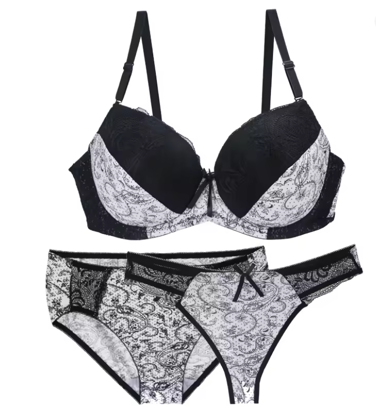 Ensemble Lingerie Push-Up Sans Couture – 3 Pièces | Bonnets B à F (70B à 95F)
