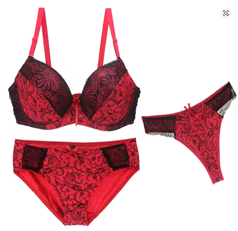 Ensemble Lingerie Push-Up Sans Couture – 3 Pièces | Bonnets B à F (70B à 95F)